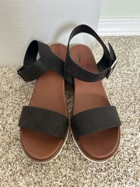 ComfortStep Black Strap Women's Ankle wedge Sandals